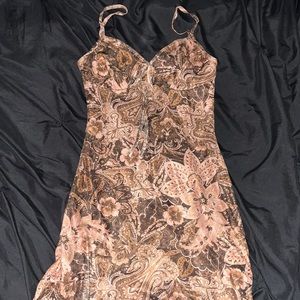 Summer dress Brown paisley styleY2K